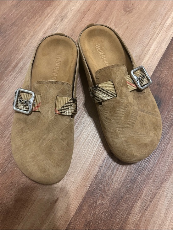 Burberry Shoes - Burberry Tan Suede Slip-On urchin Clogs